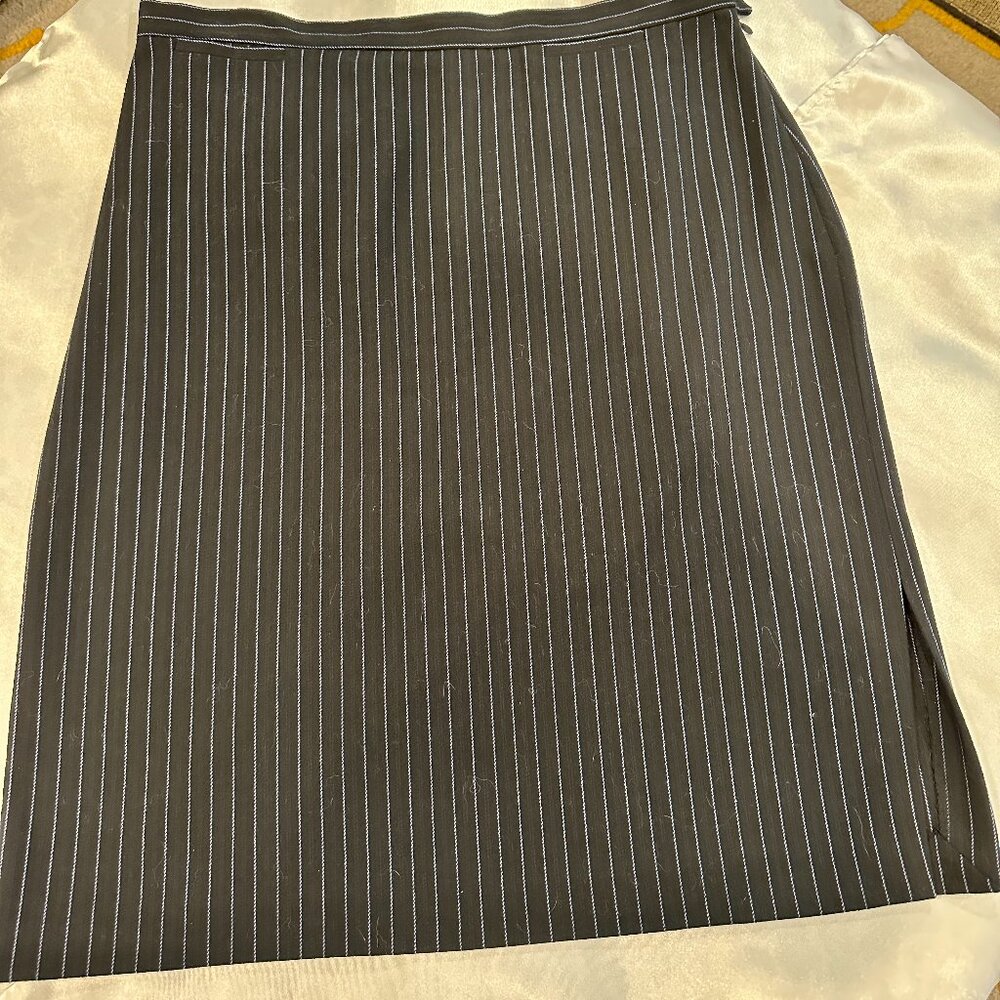 Ann Taylor Loft Stretch Navy Pin-Stripe Pencil Skirt, Size 10
